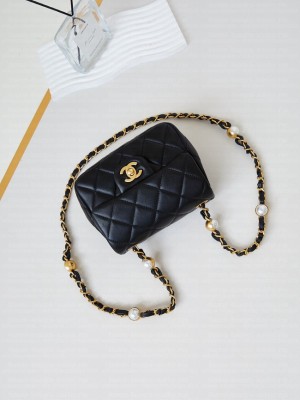 CHANEL 24B MINI FLAP BAG AS4946 black