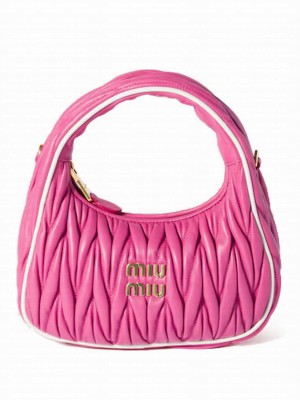 Miumiu Wander Matelasse Nappa Leather Bag 5BC125 Peachblow