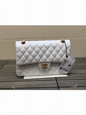 CHANEL CLASSIC 11.12 HANDBAG AS01112 WHITE&GOLD Metal