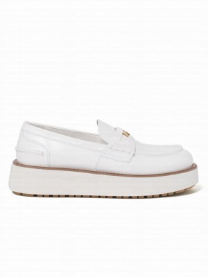 Miumiu Women's Brushed Leather Loafers 5D175E White