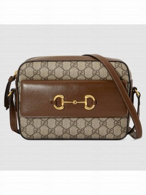 Gucci Horsebit 1955 small GG Supreme canvas shoulder bag 645454 brown