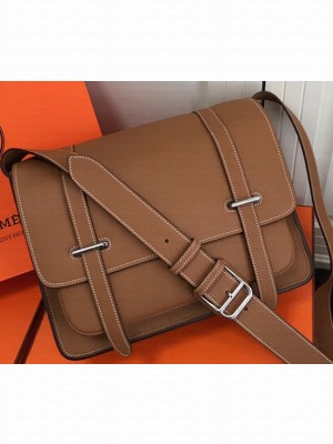 Hermes Steven 30/34cm Men's Bag in Leather Caramel