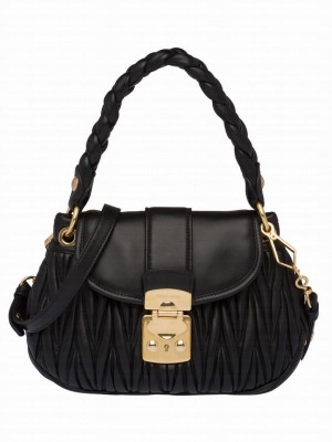 Miumiu Matelasse Nappa Leather Handbag 5BH188 Black
