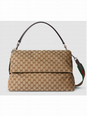 GUCCI GG CANVAS LARGE CROSSBODY BAG 821616 Beige