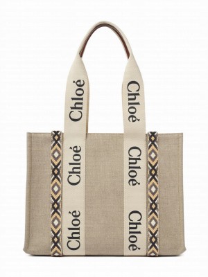 Chloe Medium Woody Tote Bag Cream