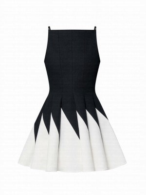 Louis Vuitton Women's Color Block Pleated Dress Black