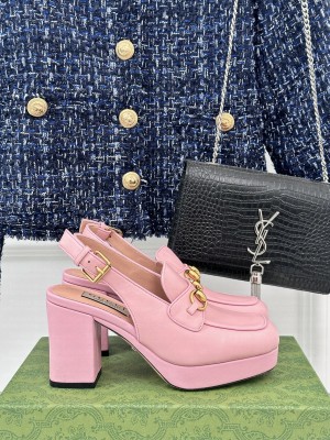 Gucci Women's GG Horsebit Mule Pink Leathe