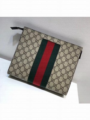Gucci Men's GG Supreme Web Pouch 475316 Beige 2018