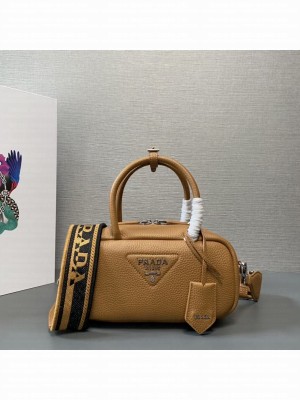 Prada Double leather small bag 1BB102 brown