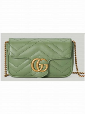 Gucci GG Marmont matelasse super mini bag 476433 Sage green