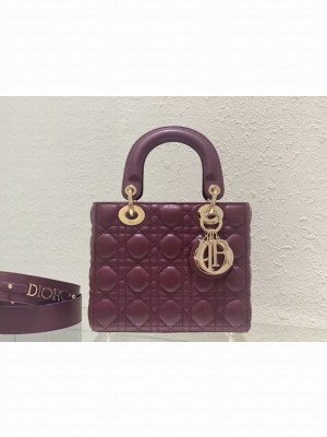 SMALL LADY DIOR MY ABCDIOR BAG Cannage Lambskin M0538ONG wine