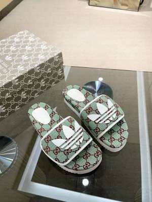 Adidas x Gucci women's platform GG cotton sponge sandal 2022 Collection 014