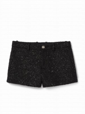 Gucci Women's Lame Sequins Tweed Shorts Black
