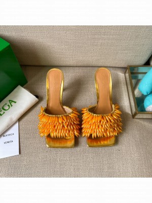 Bottega Veneta Bean Stretch Bead 9cm Sandals Amber Yellow 2021 Collection