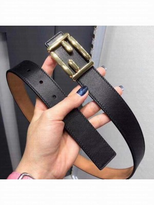 Fendi Calfskin Leather Belt with FF Buckle 30MM Black Collection
