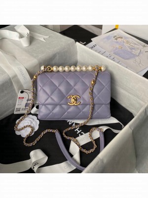 Chanel MINI FLAP BAG WITH TOP HANDLE AS5001 Light Purple