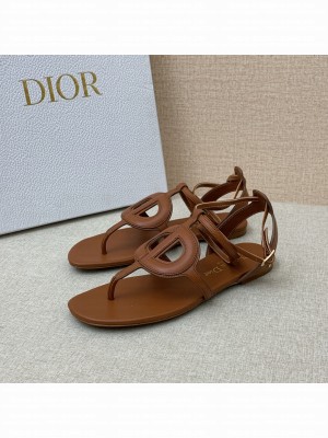 Christian Dior D-CLUB Flat Thong Sandals Brown 2022 Collection