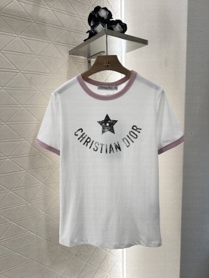 Christian Dior Dioriviera T-ShirtWhite Black and Pink Cotton Jersey