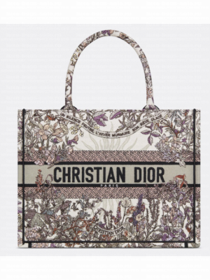 Medium Dior Book Tote Ecru Multicolor Dior 4 Saisons Hiver Soleil Embroidery M1296ZEBQ