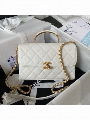 Chanel FLAP BAG WITH TOP HANDLE AS4008 white
