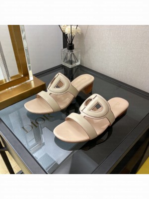 Dior D-CLUB Calfskin Slide Mule Sandals 2022 Collection Light Pink