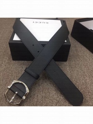 Gucci Width 4cm Leather Belt Black with Square Buckle