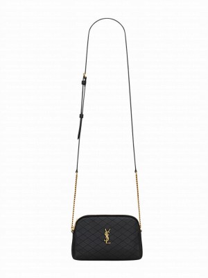 Saint Laurent Gaby Zipped Pouch In Quilted Lambskin Black