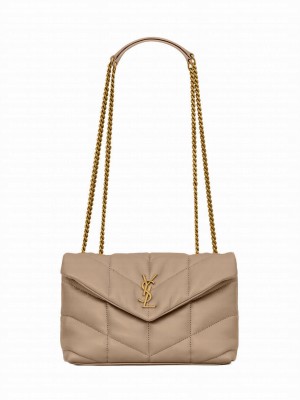 Saint Laurent Toy Puffer In Lambskin Apricot