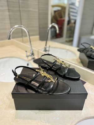Saint Laurent Leather Flat Sandals