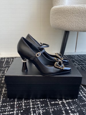 Chanel Calfskin & Patent with Bow Mary Janes Pumps 2024 Black