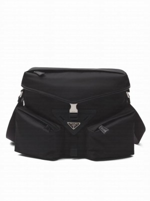Prada Re-Nylon And Leather Shoulder Bag 2VD062 Black