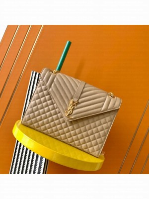 SAINT LAUREN ENVELOPE LARGE BAG IN MIX MATELASSE GRAIN DE POUDRE EMBOSSED LEATHER 600166 apricot