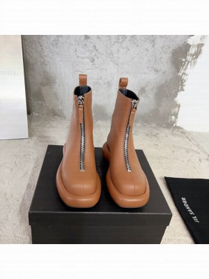 Jil Sander Leather ankle boots with zip closure Brown