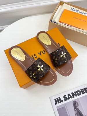 Louis Vuitton Lock It Flat Slide Sandals in Monogram Canvas 2023 01