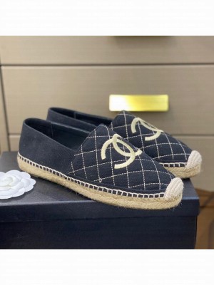 Chanel CC Quilted Canvas Espadrilles Black Spring/Summer 2021 Collection 39