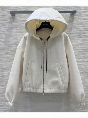 Louis Vuitton Women's Monogram Accent Knit Hoodie White