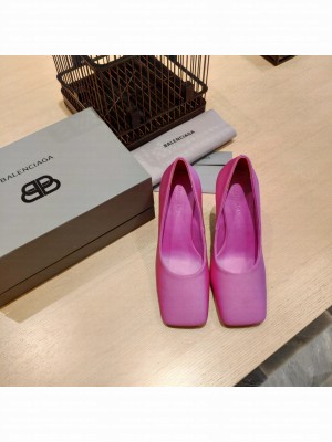 BALENCIAGA HEEL 8.5CM VOID D'ORSAY PUMPS SATIN PINK 2022