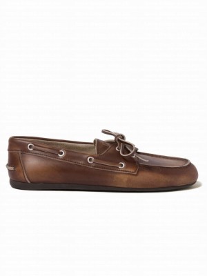 Miumiu Women's Unlined Bleached Leather Loafers Coffee