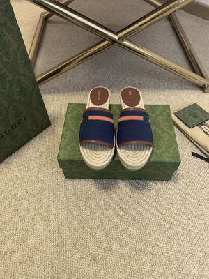 Gucci GG Matelassé Espadrilles Slides Sandals Blue Canvas 2021 Collection 