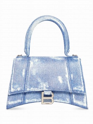 Balenciaga Hourglass Small Handbag Denim Printed Blue