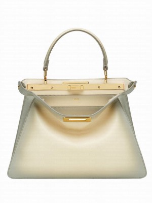 Fendi Peekaboo ISeeU Medium Leather Bag 8BN321 Cream
