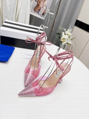 Aquazzuea Ankle Strap 10cm Crystal heel Pink PVC Sandals 2022 Collection