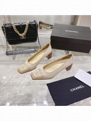 Chanel 4cm Tweed Pumps Beige 2022 Collection