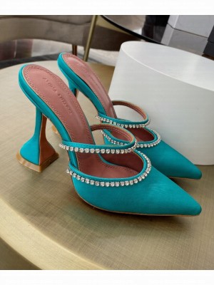 Amina Muaddi                                                                                        Gilda mule blue