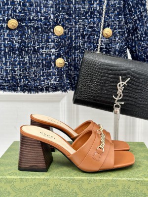 Gucci Signoria Slide Sandals 786595 Brown leather 2024