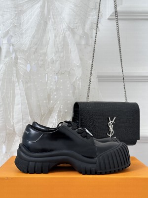 Louis Vuitton Women's Ruby Flat Derby 1ABUA6 Lace-up Shoes in Glazed Leather 2023 010