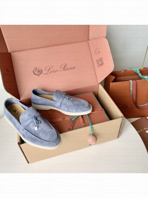 Loro Piana Unisex Summer Charms Walk Suede Loafers 012