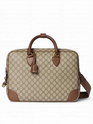 Gucci GG Emblem Series medium briefcase Dark Coffee