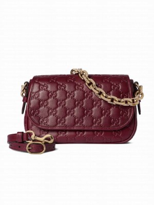 Gucci GG Emblem series small shoulder bag Mauve