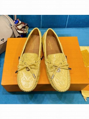 Louis Vuitton 1A3QO2 Gloria Monogram Leather Flat Loafer Light Yellow 2021 Collection